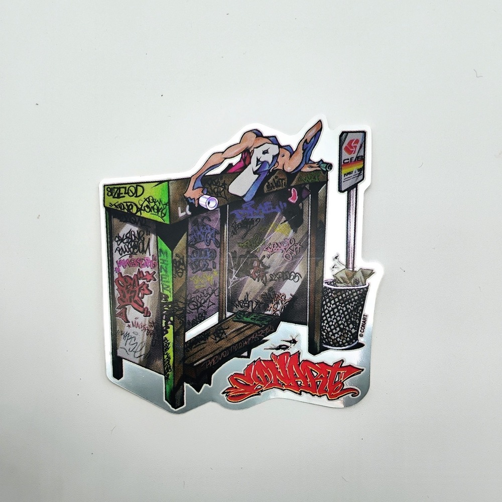 CONART Streetwear 1990s Vintage Sticker Skateboarding Graffiti Original Chrome